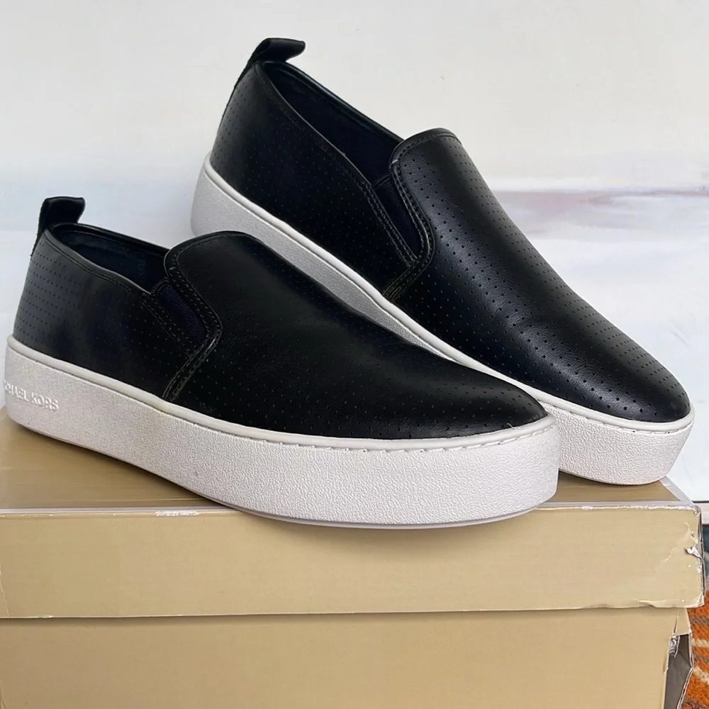 Michael Kors TEDDI SLIP ON NAPPA PU PERFORATED 4959TDFP4L NIB Platforms Sneakers